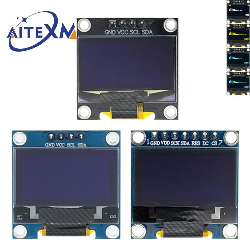 

0.96 inch IIC SPI Serial 7/4Pin White/Blue/Yellow Blue/Yellow OLED Display Module SSD1306 12864 LCD Screen Board for Arduino