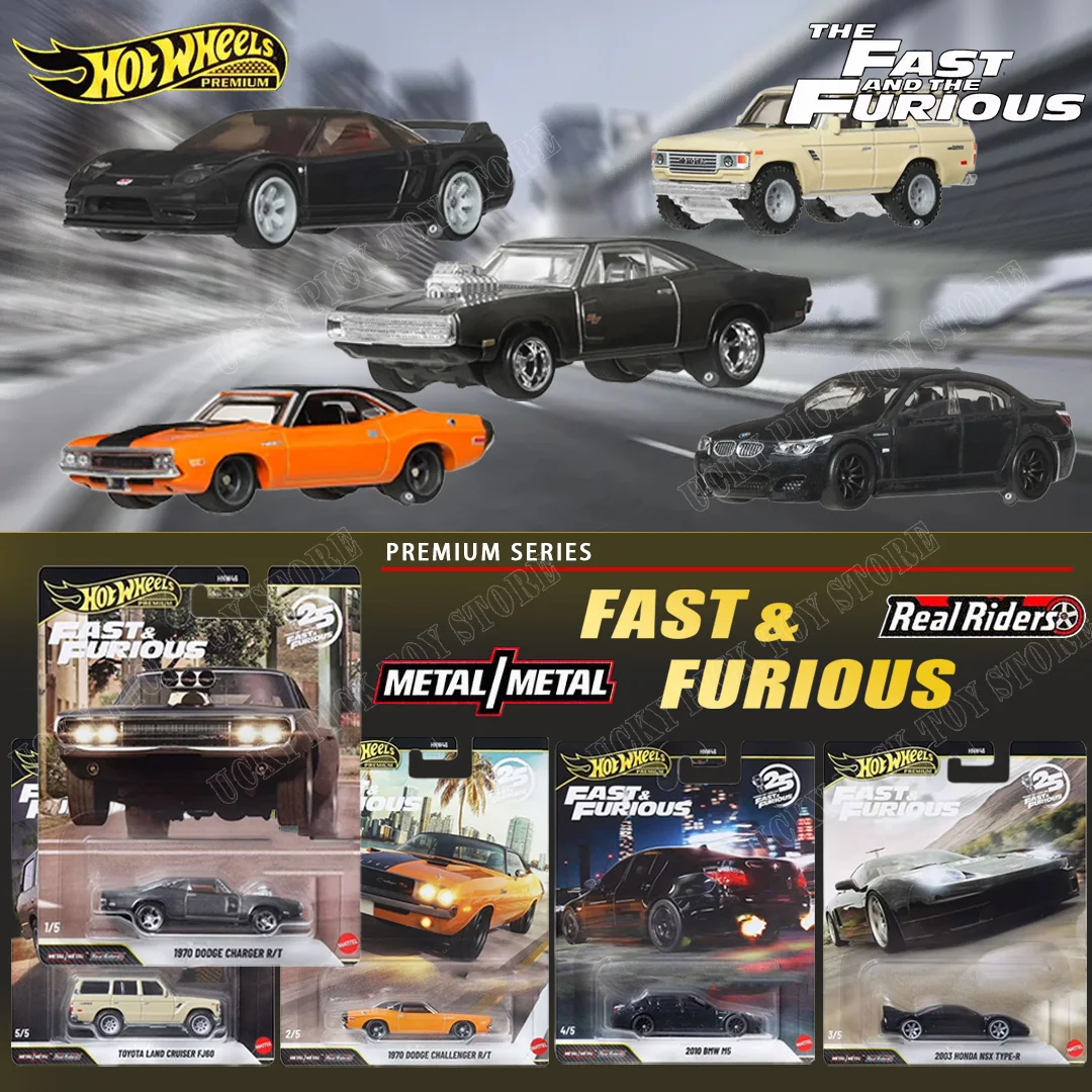 Фото Коллекционная серия Hot Wheels Car Culture Premium: Модели автомобилей из фильма «Форсаж» — Dodge Charger, Challenger, Honda NSX, BMW M5 (литые игрушечные модели) №1