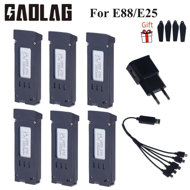 Аккумулятор для радиоуправляемого дрона E88 E88PRO Ls-E525 E525 PRO Mini Uav 3 7 В 1800 мА/ч