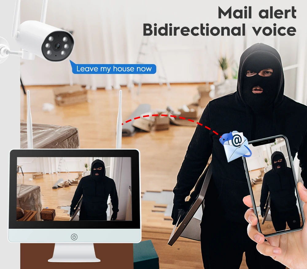 Цена Сетевой видеорегистратор MISECU, H.265 8 каналов 1080P 3 Мп, P2P NVR с ЖК-экраном 12 дюймов для камеры видеонаблюдения