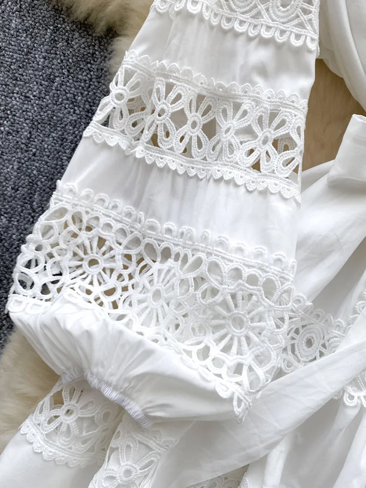 Женская кружевная мини-юбка в стиле пэчворк белая черная пляжная ажурная с