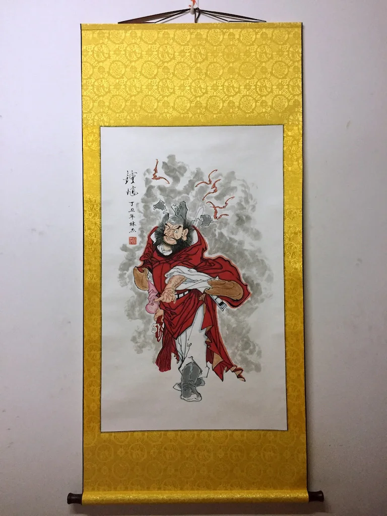 

large Asia efficacious Talisman Exorcise evil spirits Exorcisms house town Zhong Kui God # 100% handpainted FENG SHUI painting