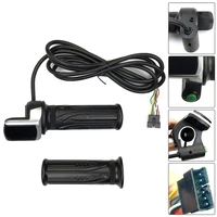 1pair 6 wire electric bicycle twisting throttle grip with lcd display 48v soft rubber non slip handlebar grip e bike parts
