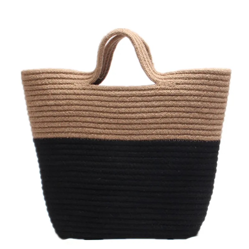 

Женская плетеная пляжная сумка ручной работы, летняя плетеная вместительная Соломенная Сумка-тоут из ротанга с заклепками в богемном стиле