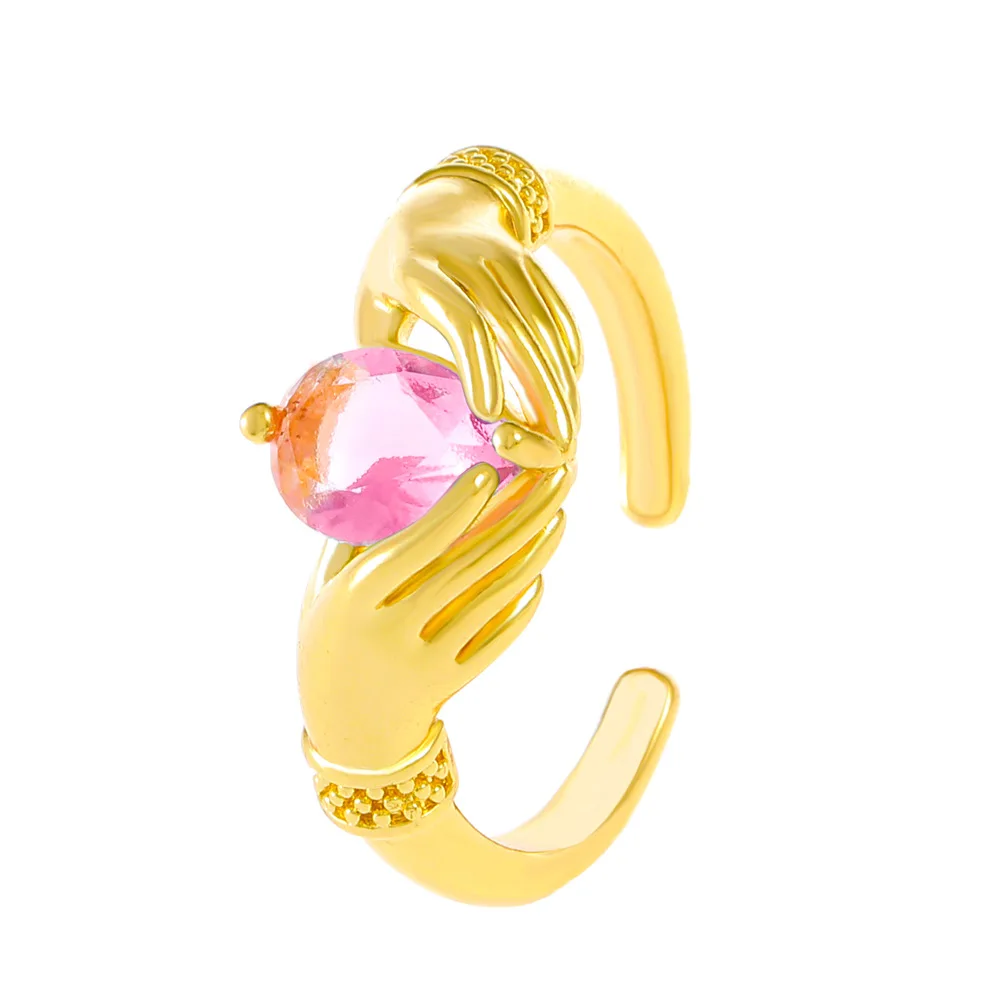 

Trendy Hand Heart Rings for Women Fashion Simple Copper Inlaid Zircon Adjustable Ring Gift for Girlfriends Jewelry 2023 Trend