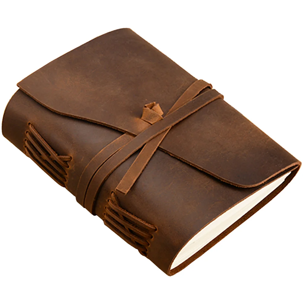 

1pc Vintage Leather Notebook Delicate Business Notebook Rope Notepad