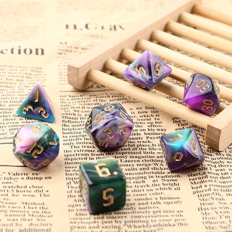 7-кости Polyhedral для настольных игр двухцветный вихревой набор ролевых игр/MTG D4 D6 D8 D10