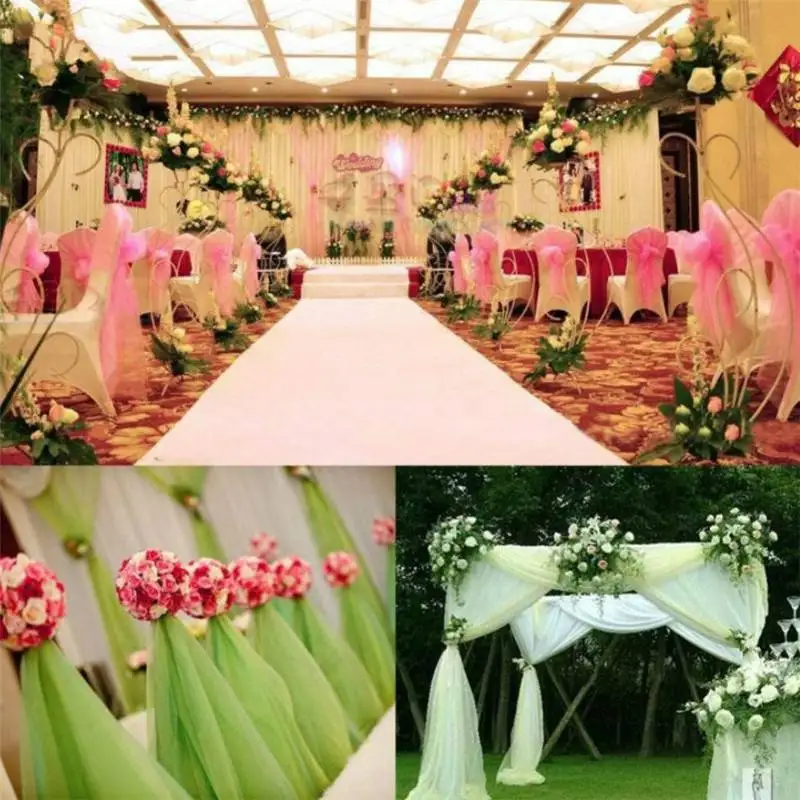 

5/10m Wedding Decoration Tulle Roll Crystal Organza Sheer Fabric For Birthday Party Backdrop Wedding Chair Sashes Decor Yarn