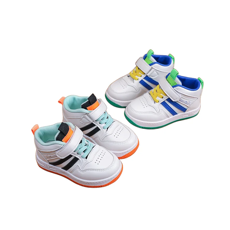 

Autumn Sports Small White Shoes High Top Children's Board Shoes Boys Soft Sole Breathable Children's Shoes Girls Casual Tide