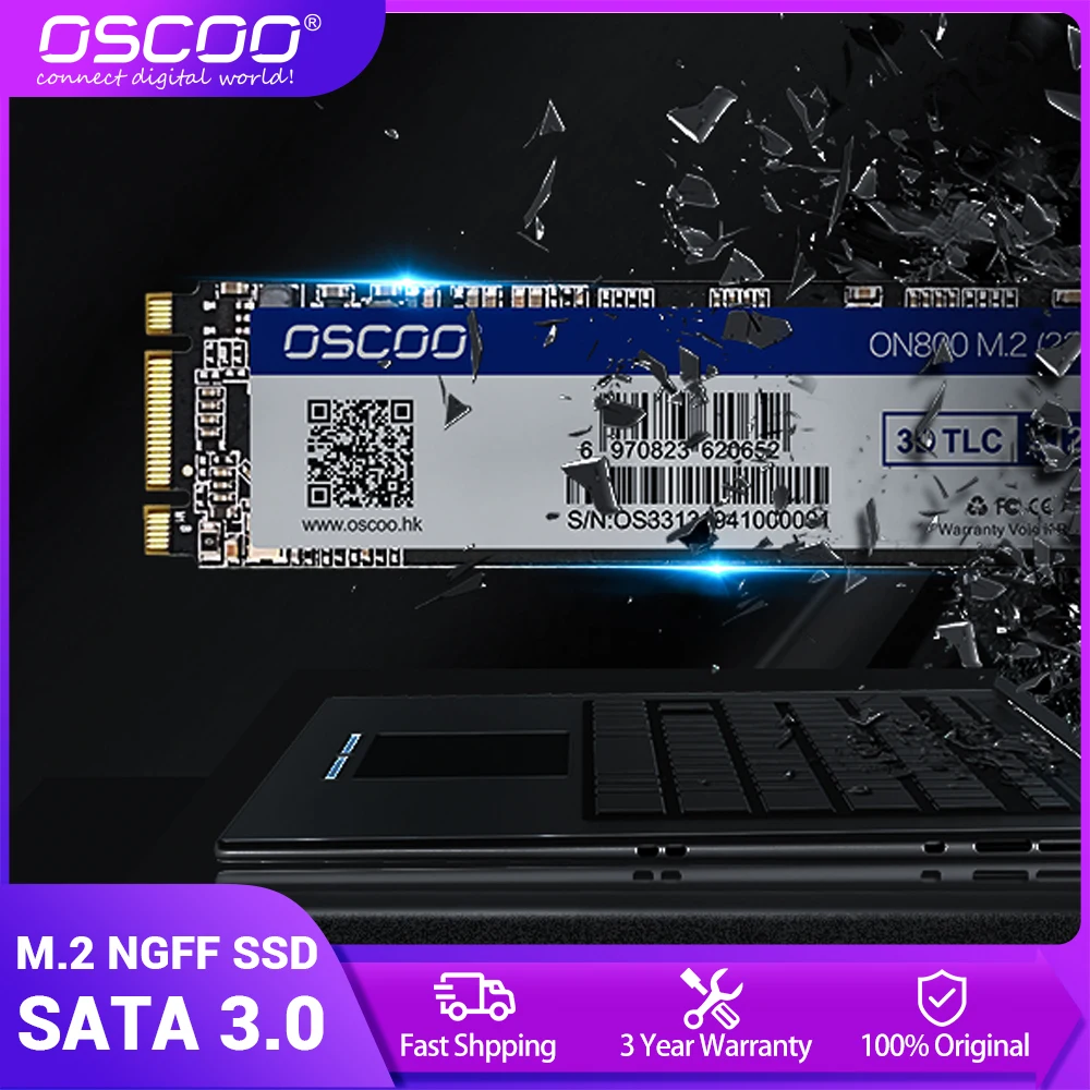 

OSCOO 128GB 256GB 512GB M2 2280 NGFF SSD Hard Drive With 2D MLC Flash Memory