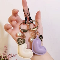 mobile phone lanyard exquisite pearl pendant womens high end pendant key chain anti lost sling creation leather love pendant