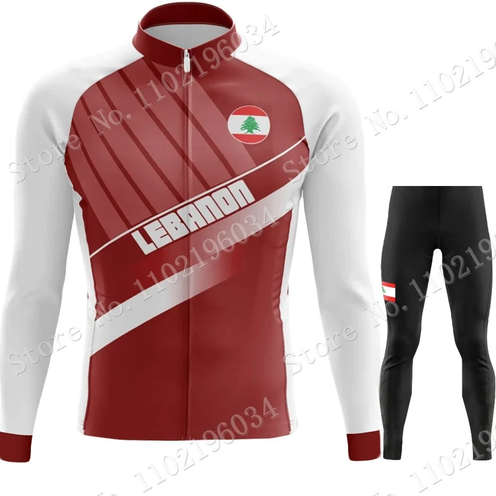2023 Ливан национальный Велоспорт Джерси комплект с длинным рукавом зимняя