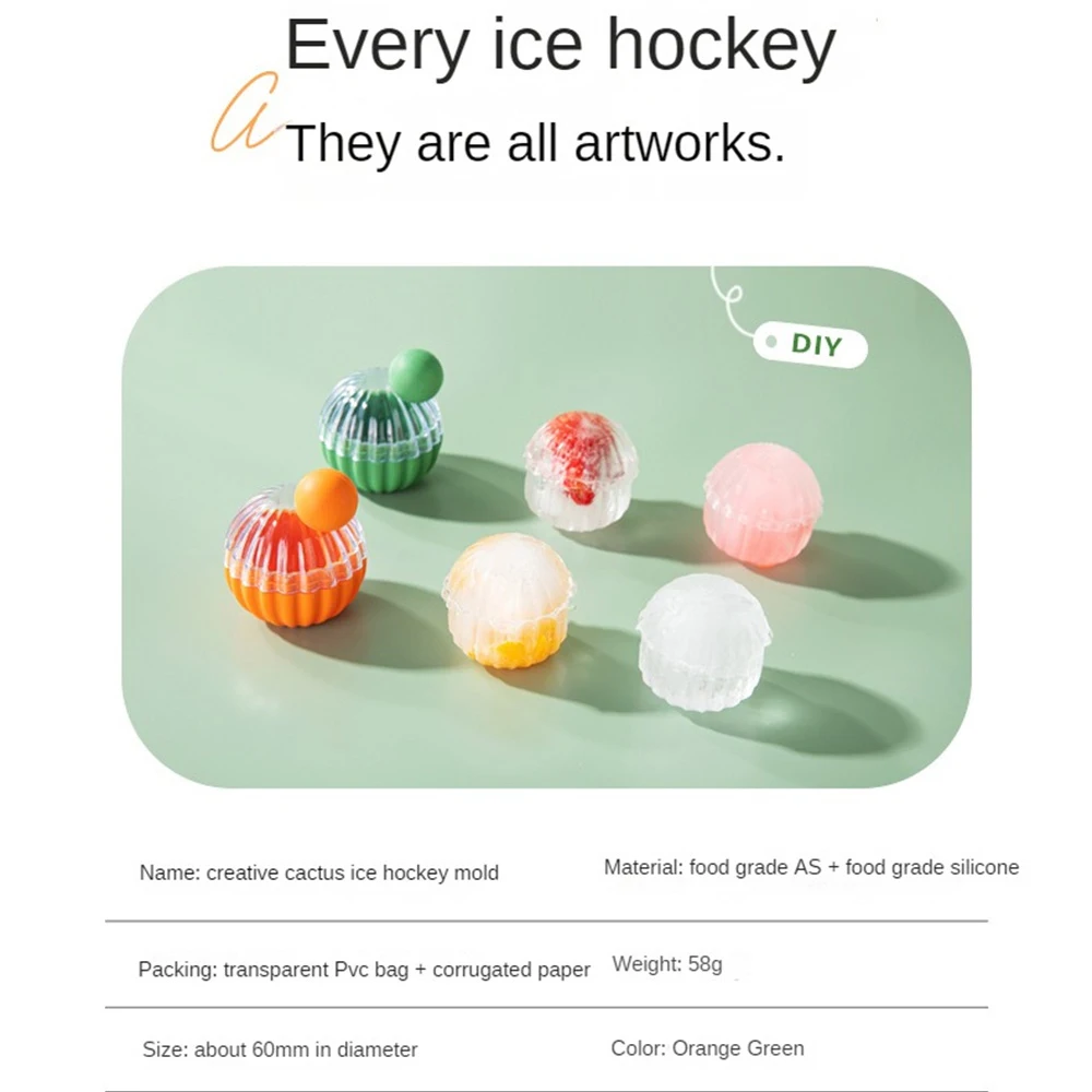 

Cactus Ball Ice Hockey Mold Block Convenient Reusable Cream Whisky Household Kitchen Food Grade Silicone Artifact Cream Tools