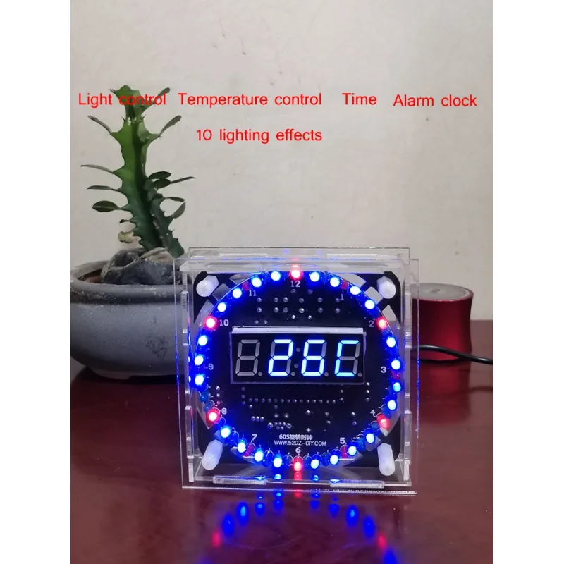 

Electronic clock, light control, temperature control, time alarm clock, rotating LED water lamp, applicable to families