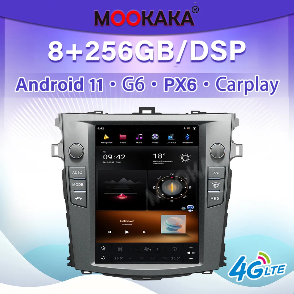 

PX6 Tesla Style автомобильное радио Android 11 для Toyota Corolla 2007-2013 мультимедийный плеер GPS навигация DSP автомобильное стерео головное устройство