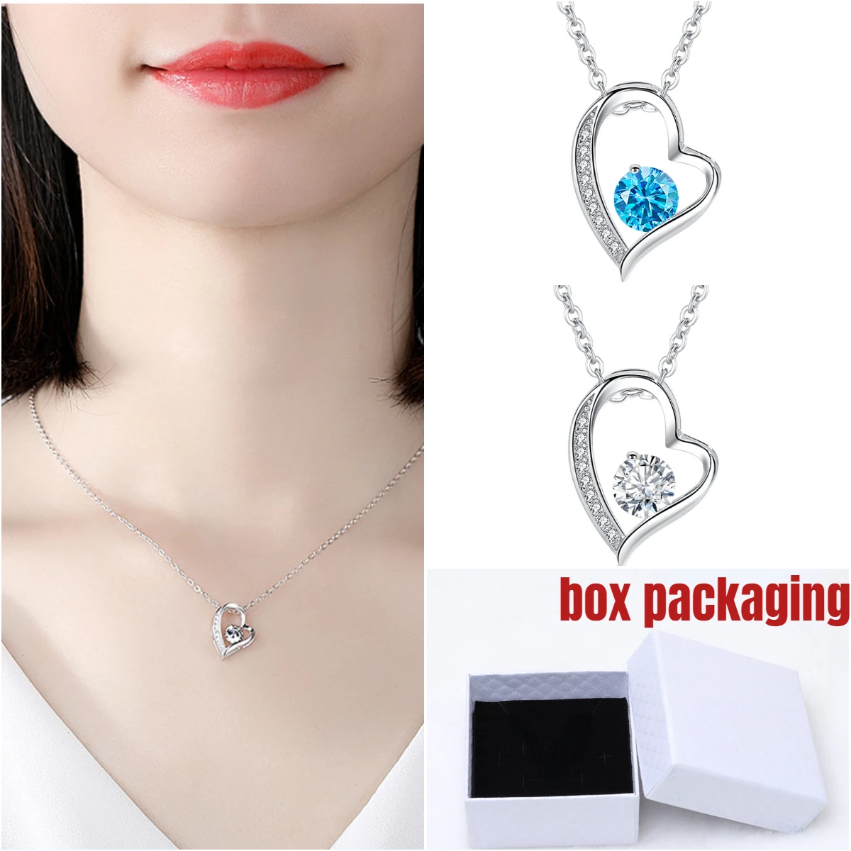 

Изысканное циркониевое женское ожерелье с сердцем, Простой Романтический кулон с кристаллами синего и серебряного цвета, цепочка до ключицы, свадебные украшения 2022