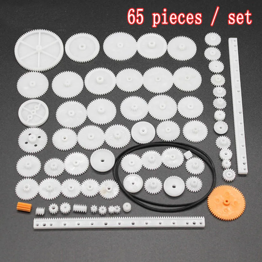 

65PCS/set styles Plastic All Module 05 Robot Parts Reduction Gear Bag Toothed Wheels Gears DIY Motor Gear Toy Accessories