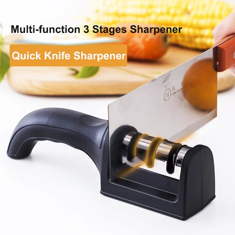 

Handheld Knives Sharpener Multi-function 3 Stages Type Quick Knife Sharpen Tungsten Steel for Kitchen Knives Accessories Tools