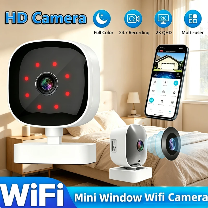 Фото Миниатюрная беспроводная камера 1080P HD 2.4/5ГГц WiFi с ночным видением, видеокамера с удаленным мониторингом, записью голоса и функцией безопасности. №1