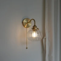 little glass ball led wall light fixtures plug in switch bedroom bathroom mirror stair nordic modern copper wall sconce