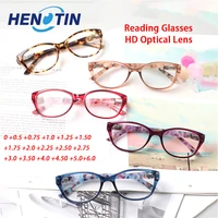 henotin reading glasses men and women high quality printed flower arms decorative eyeglasses hd presbyopia optical magnifier