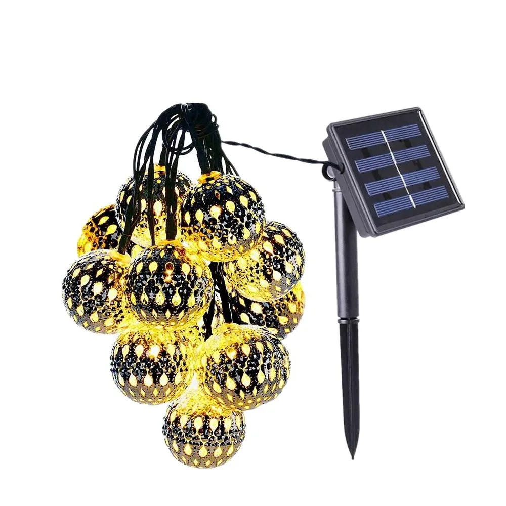 

S Outdoors Waterproof Solar String Light 5m 20leds hollow ball Lamp for Gardens Wedding Party Valentines Christmas Tree Homes