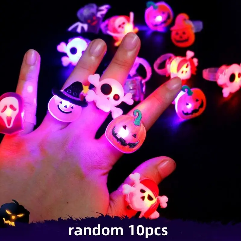 

10 шт. украшения для Хэллоуина светодиодное креативное светящееся кольцо-брошь кольца с тыквой призраком черепом для детей Подарки товары д...