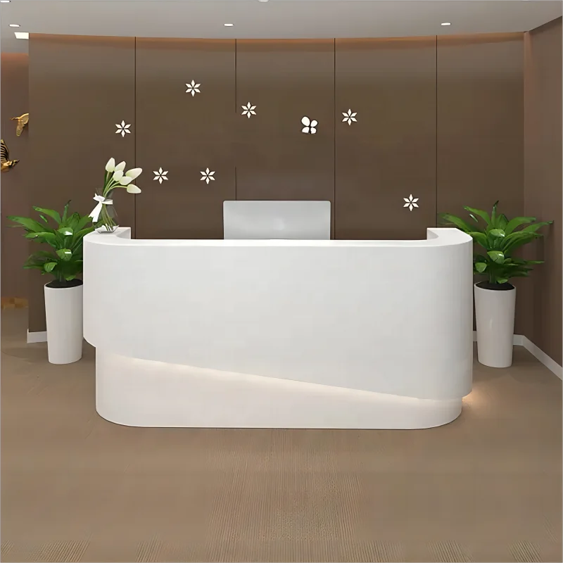 На заказ. Стойка для переднего стола белая искусственная мебель со светодиодной