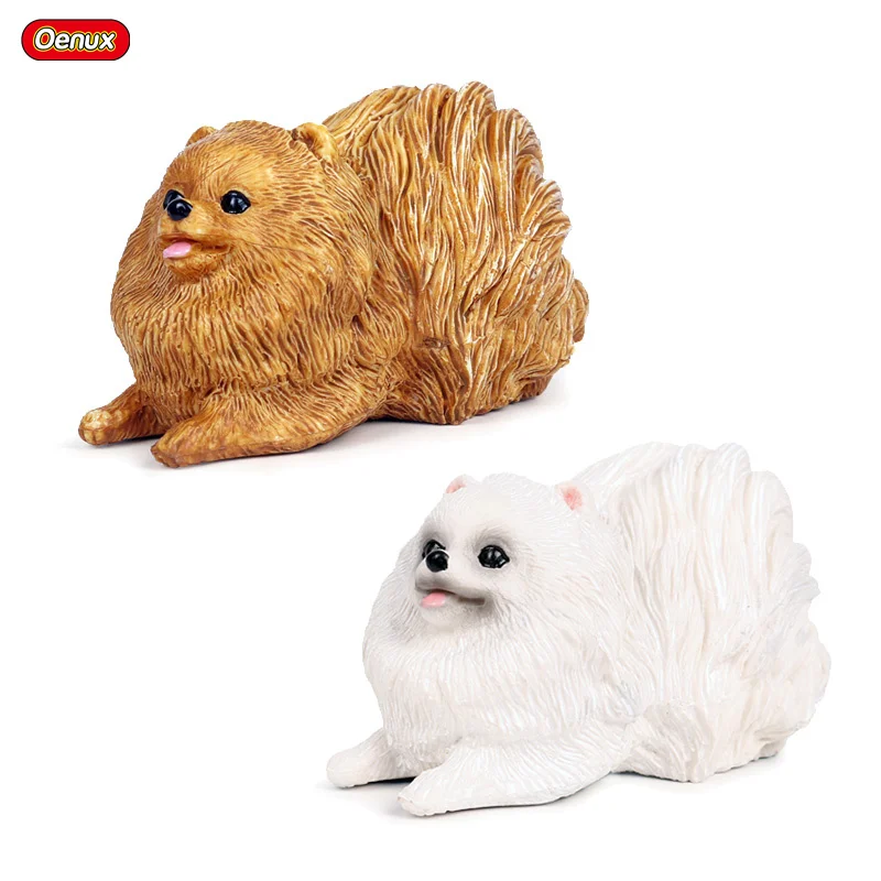 

Oenux Genuine Kawaii Pet Dogs Model Cute Pomeranian Dog Animal Action Figure Solid PVC Dog Home Decoration Figurines Kids Toy