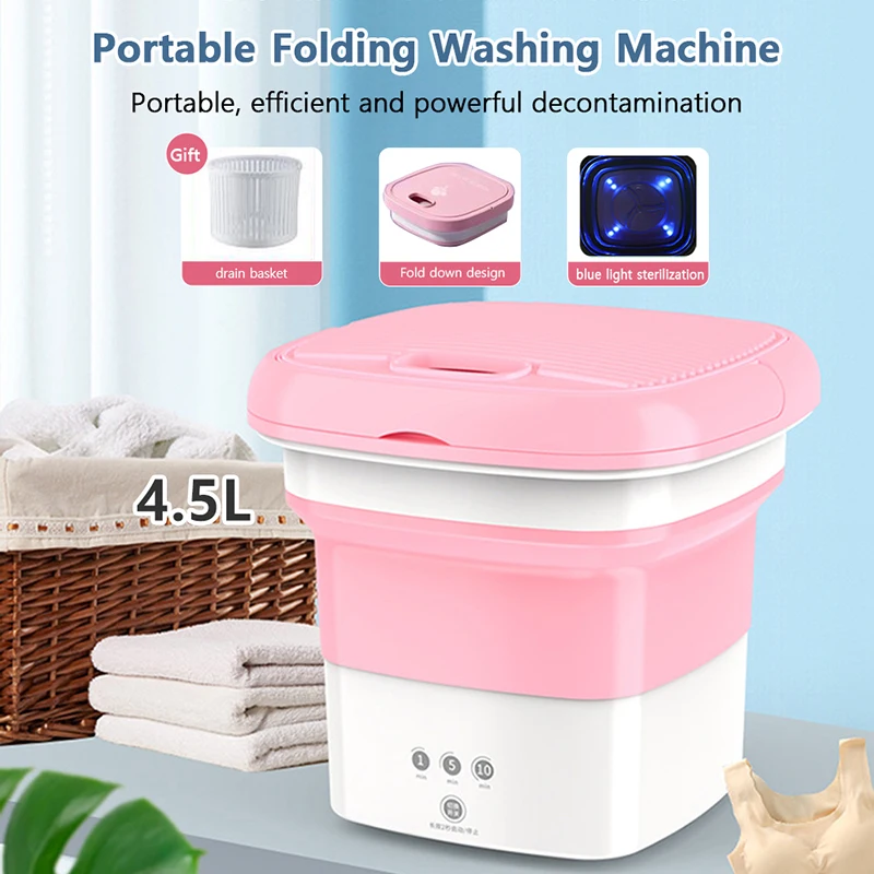 Mini Washing Machine Folding Portable Washing Machine With Timer Dryer Bucket Sock Underwear Clothes Centrifuged Washing Machine