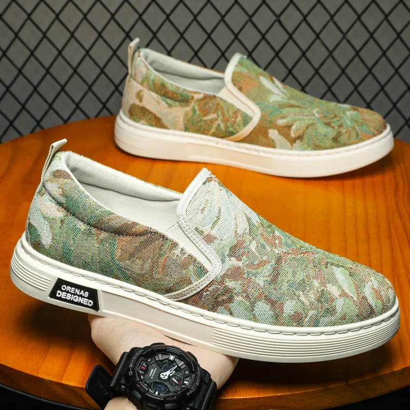 

Кроссовки мужские на платформе, повседневная обувь, без застежки, лоферы, уличные спортивные кеды для тенниса, бега, роскошные кеды на плоск...