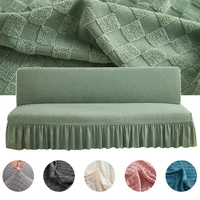 european style flower skirt folding sofa bed cover no armrest stretch polyester thicken universal sofa cover