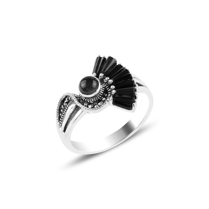 

Серебряное кольцо 925 пробы Onyx & Marcasite