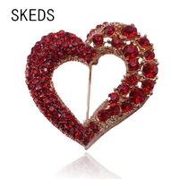 skeds luxury rhinestone women female heart elegant brooch jewelry hollow love casual for lady party suit clothing brooches pins
