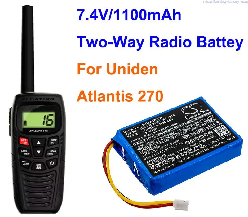 

Cameron Sino 1100mAh Two-Way Radio Battery BBTG092001,BT-1035 for Uniden Atlantis 270