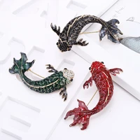 3 color gold fish brooches for women cute animal design brooch pin enamel jewelry