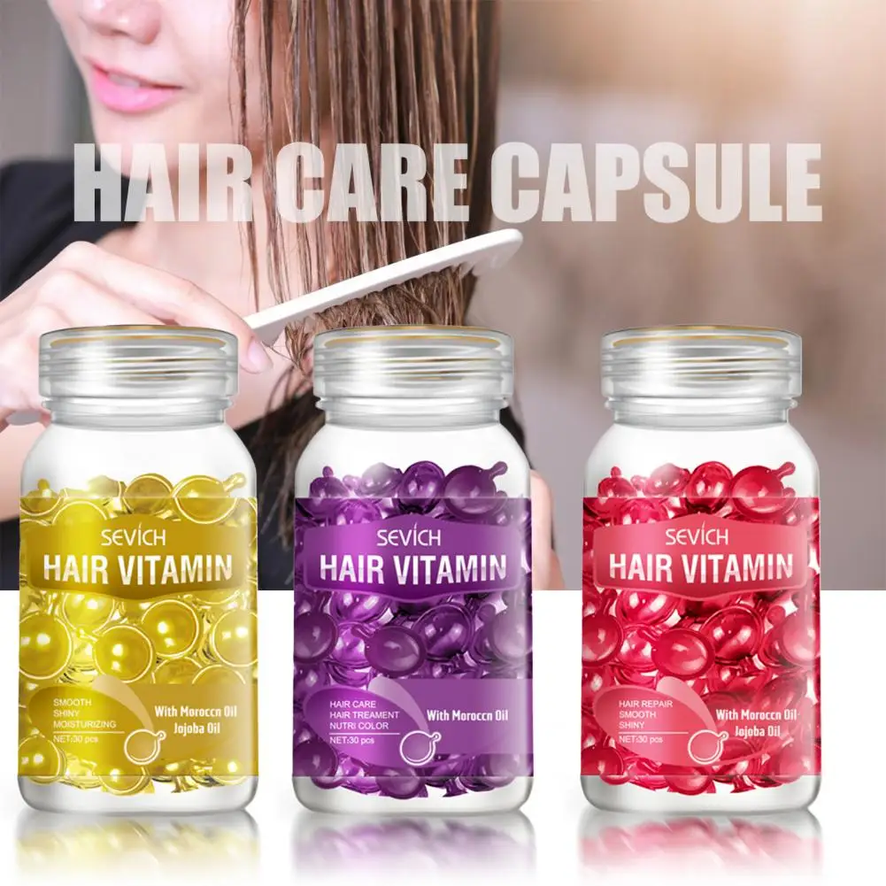 

Восстанавливающие витамины для волос 30 шт./компл., увлажняющие волосы, натуральные гладкие шелковистые капсулы, Кератиновый комплекс, масло...