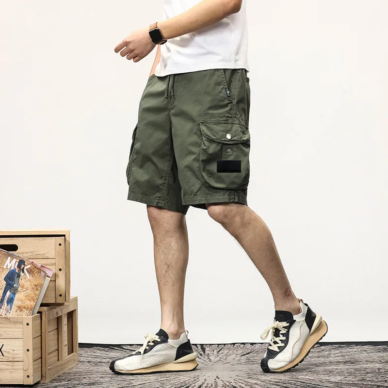 

Man Loose Casual Cargo Shorts Men Military Outdoors Multiple Pockets Classic Compass Armband Embroidered Men Shorts Pants
