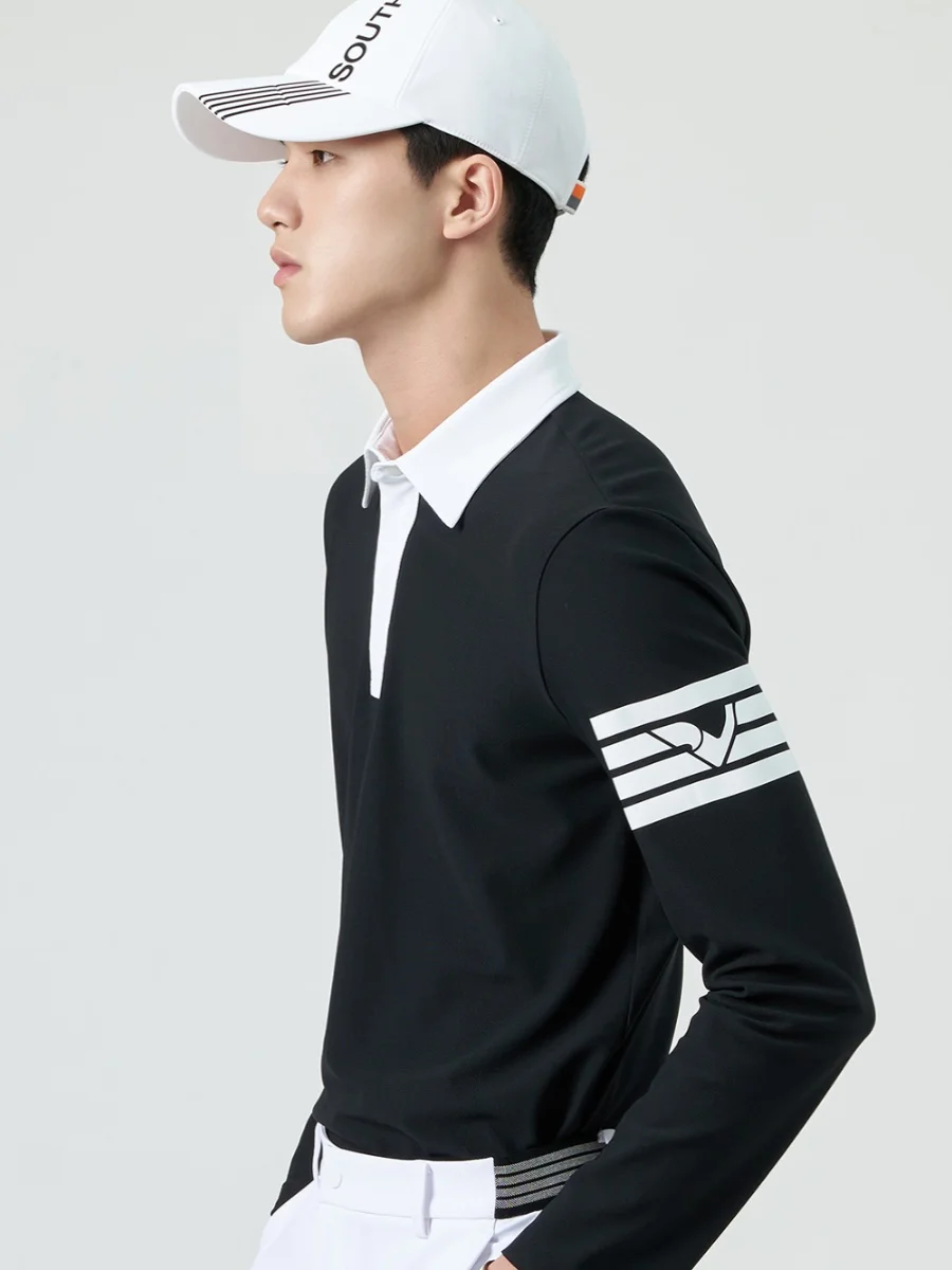 

Летняя Корейская новая одежда для гольфа мужская деловая повседневная спортивная универсальная приталенная рубашка-поло с длинным рукавом