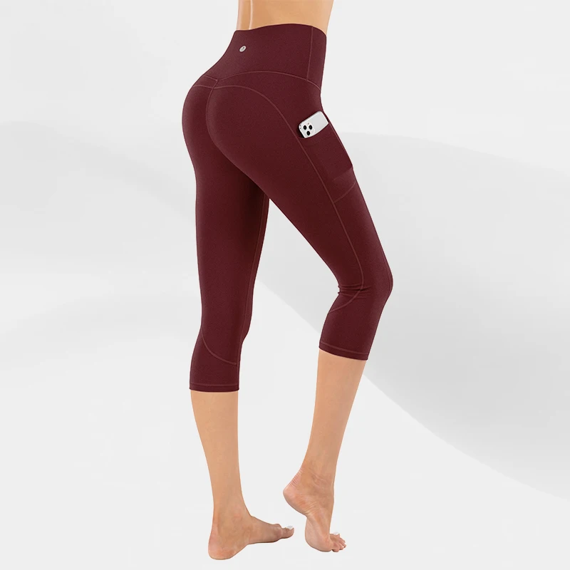 Fashion Spandex Yoga Pants Women High Waist Capris for Workout Fitness Running Naked Feeling Tights