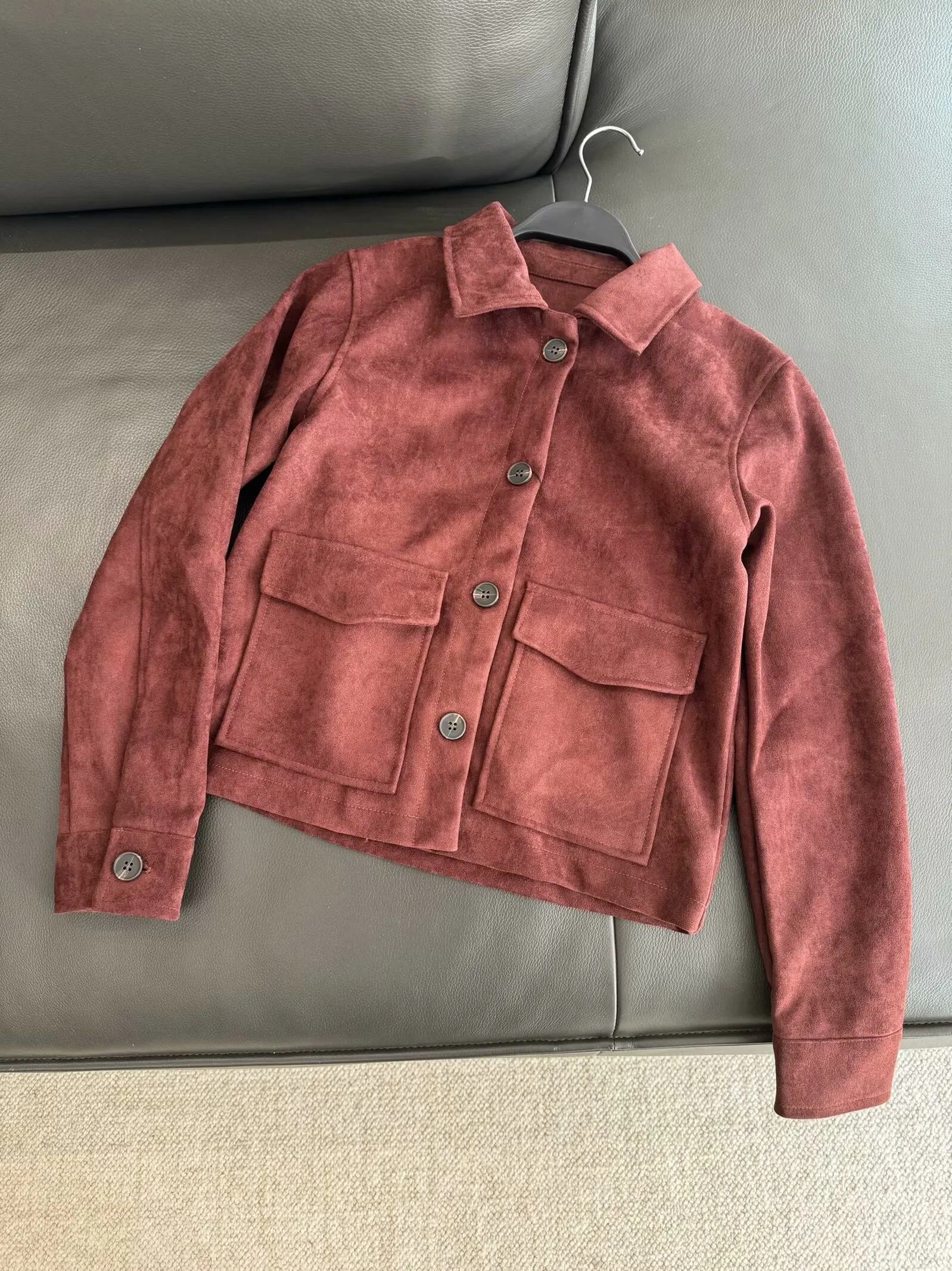 Новинка весны 2024 женская двусторонняя замшевая текстурированная короткая