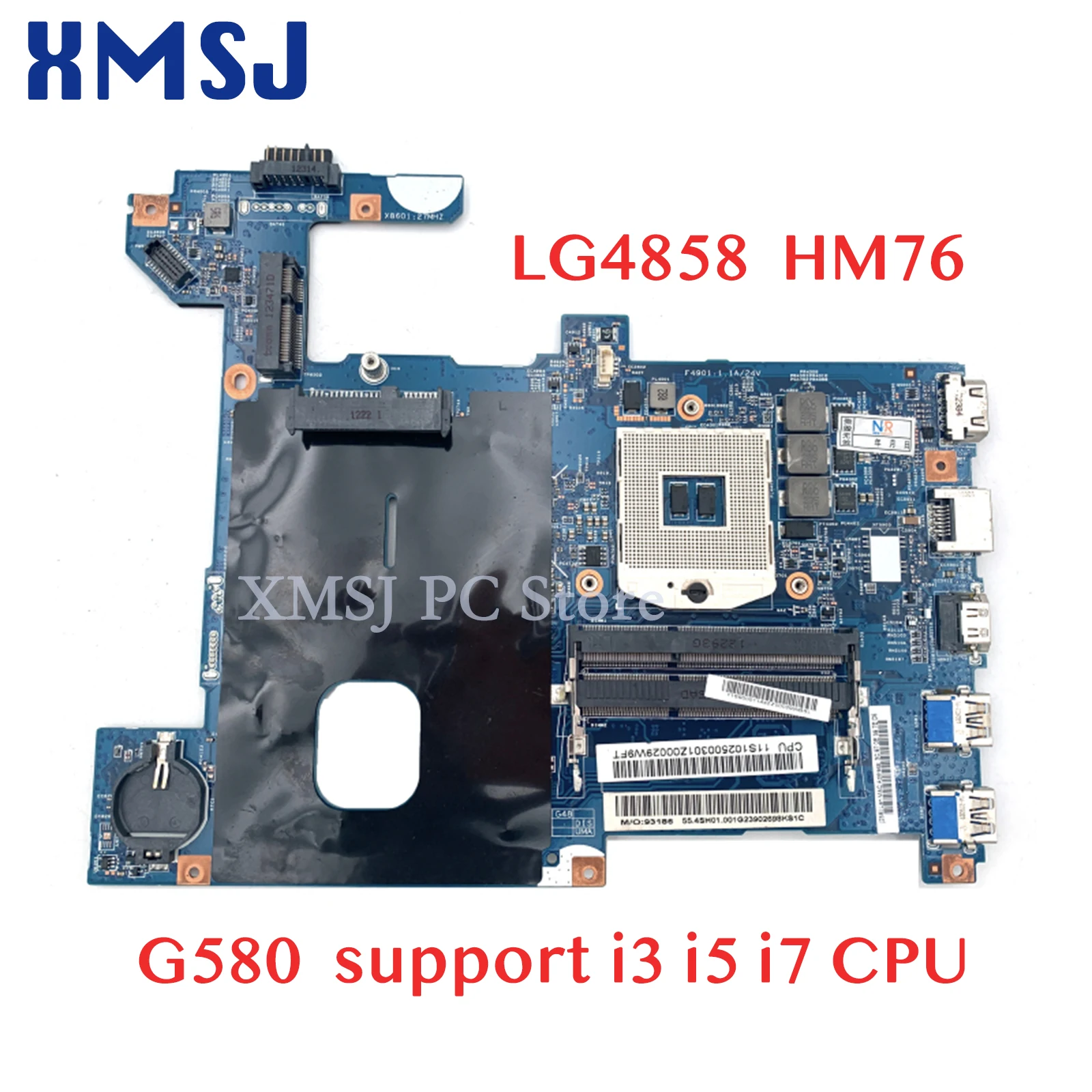 Материнская плата для ноутбука Lenovo G580 HM76 поддержка процессора i3 i5 i7 |