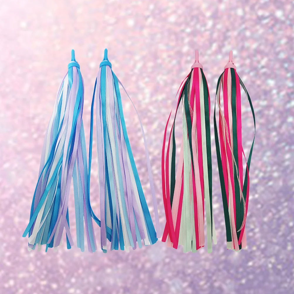 2pcs Kids Bike Handlebar Streamers Colorful Ribbons Tassel f