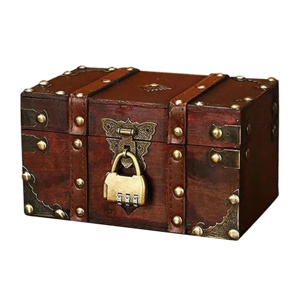 

Treasure Chest Practical Skidproof Handmade Retro Wooden Chest Wooden Chest for Living Room