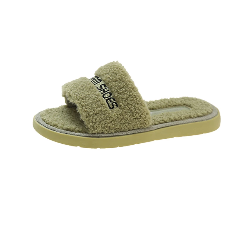 

Новинка, женская обувь, меховые тапочки, женская обувь на плоской подошве с открытым носком, сандалии, Повседневная плюшевая стильная женская зимняя женская обувь