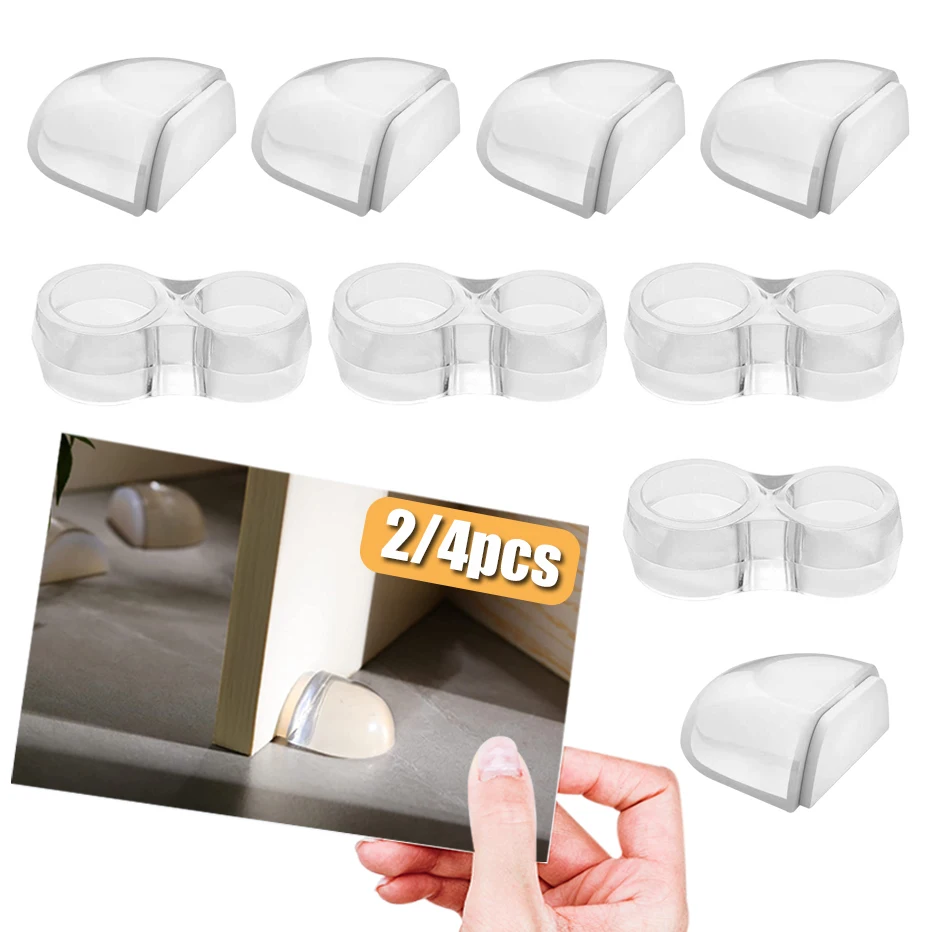 

2pcs Floor Stopper Transparent Self Adhesive Door Stops Wall Buffer Protector Door Handle Bumper Anti-Collision Door Holder