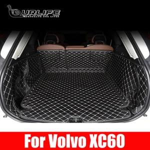 For Volvo XC60 2018 2019 2020 2021 2022 Carpet Leather Boot Liner Tray Car Rear Trunk Cargo Mat Floor Sheet Carpet Accessories