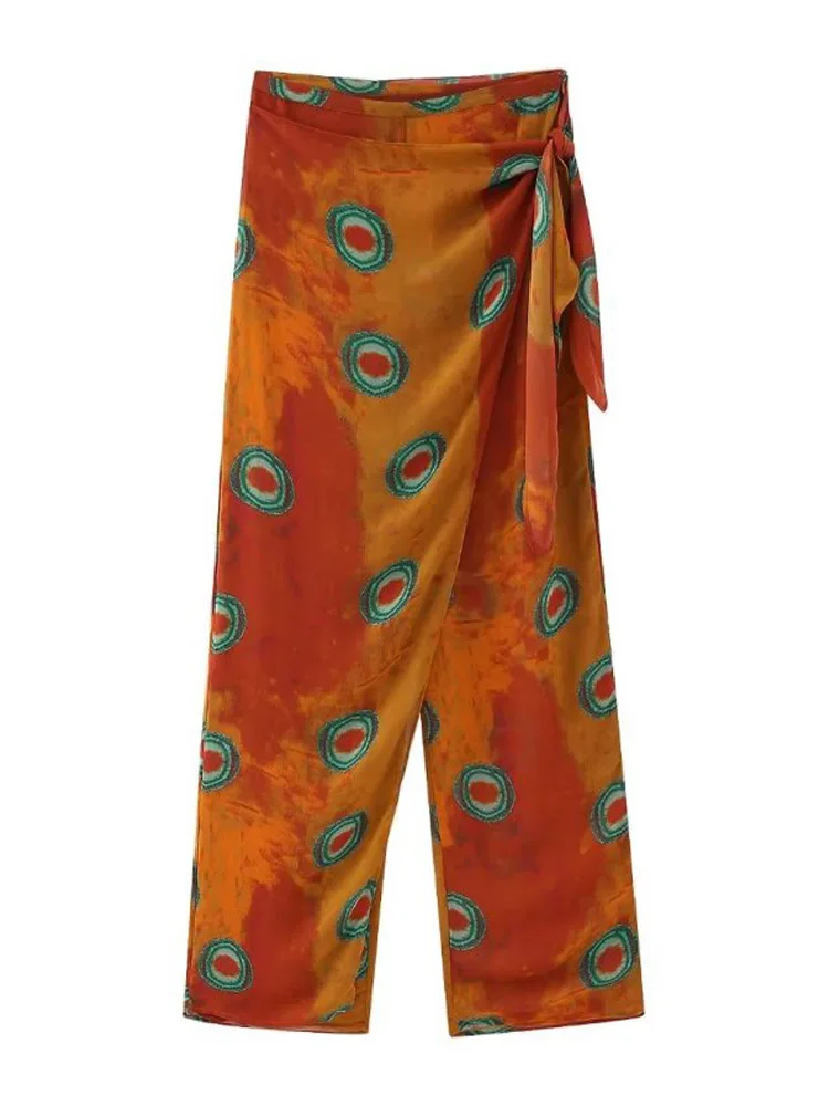

Kumsvag 2023 Summer Wrapping Pants Fashion Print Drawstring Female Casual Full Length Street Elegant Trousers Clothing