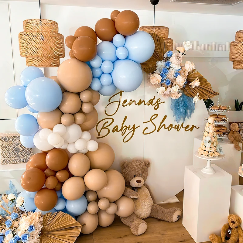 

Cream Peach Blue Balloons Garland Arch Kits Wedding Happy Birthday Party Anniversary Baby Shower One Year Old ballons Decoration