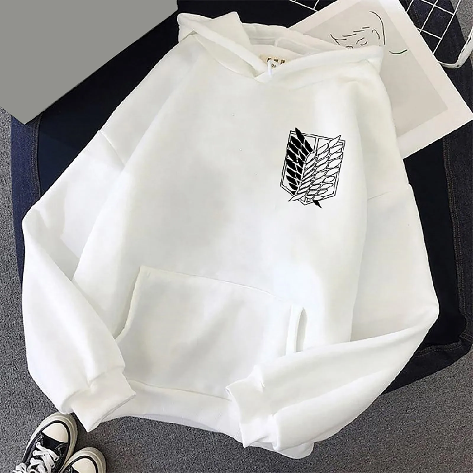 

Women'S Sweetshirts Casual Loose Hoodie Solid Color Print Long-Sleeve Sweetshirt Streetwear Drawstring Female Hooded Pullover